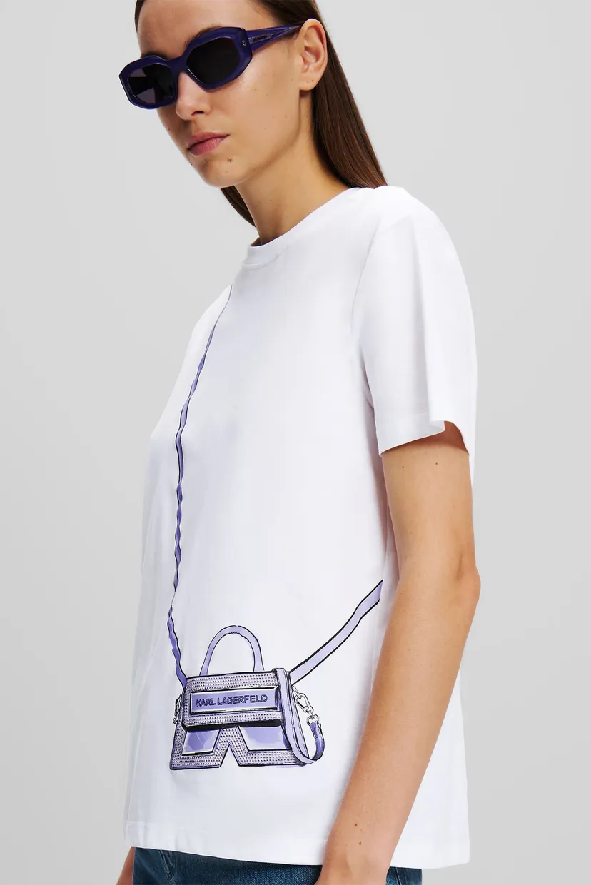 Жіноча біла футболка KARL K CROSS BAG 4