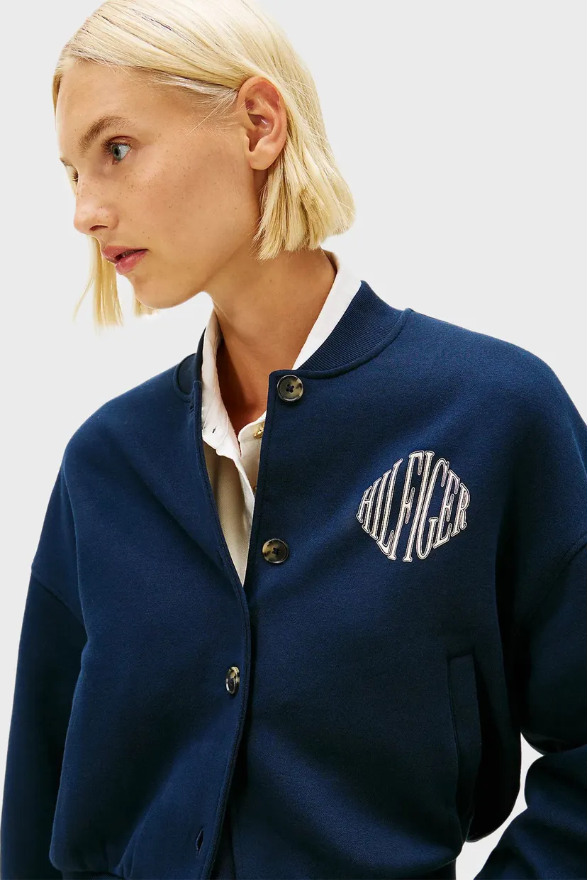 Жіноча темно-синя спортивна кофта VARSITY FLEECE BOMBER 4