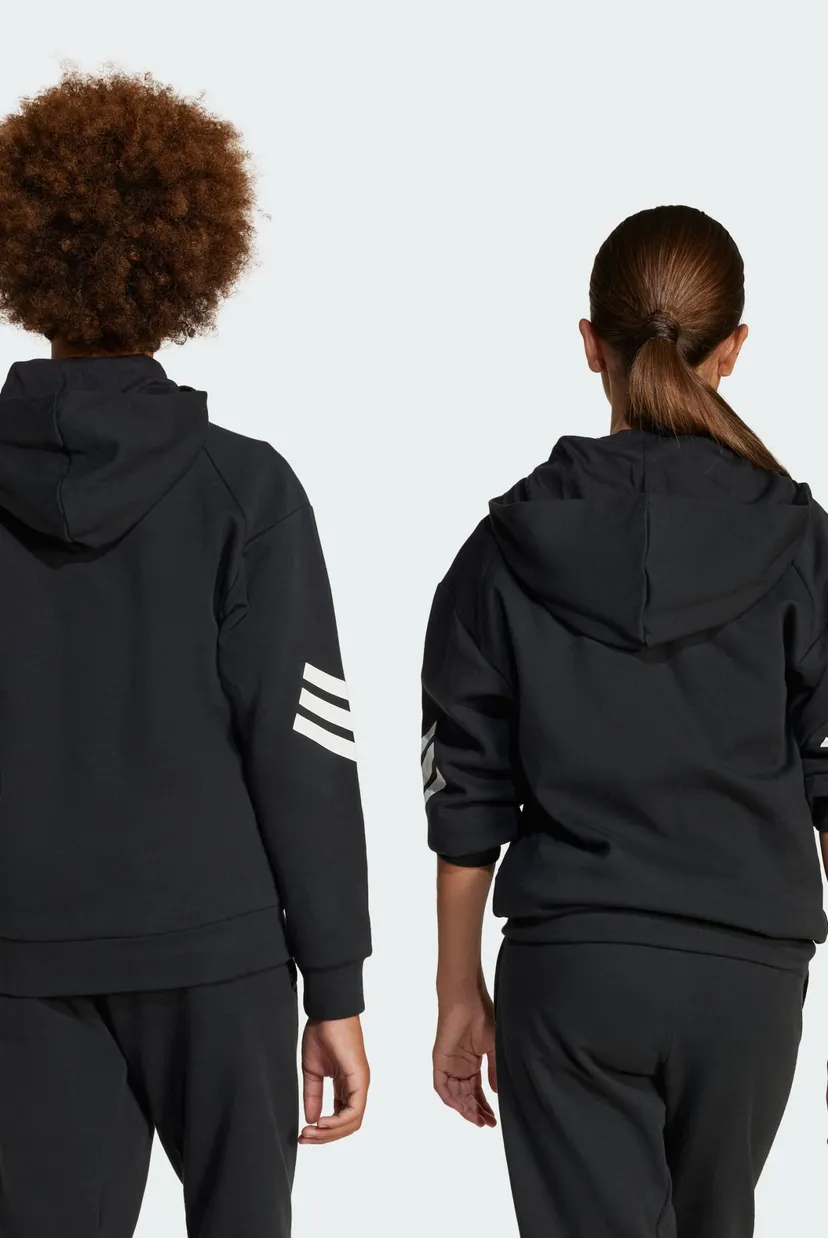Дитяче чорне худі Future Icons 3-Stripes Full-Zip Hooded Kids 6