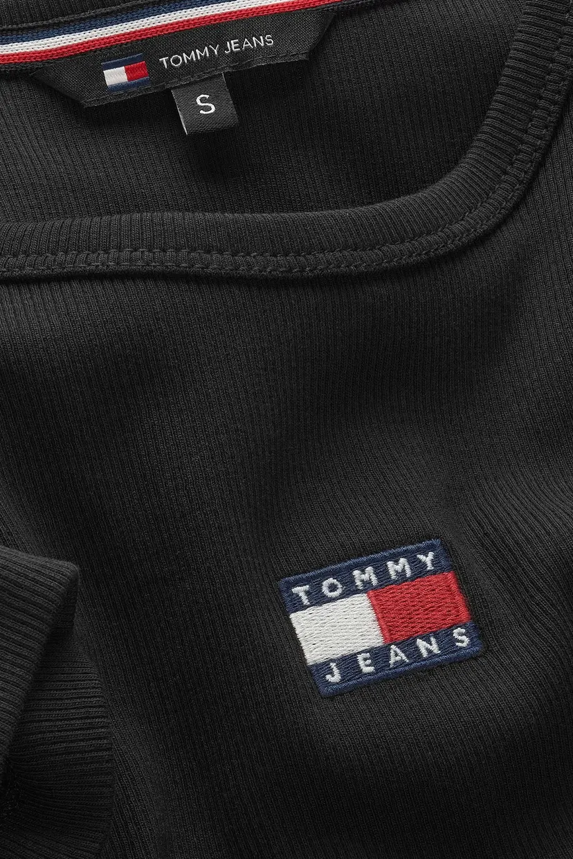 Жіноча чорна футболка TJW SLIM BADGE RIB TEE 5