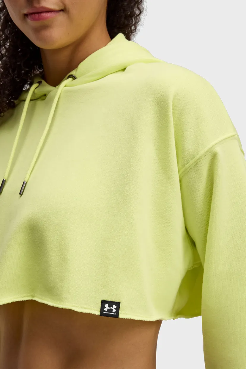 Женское салатовое худи UA Icon Terry Crop Hoodie 4