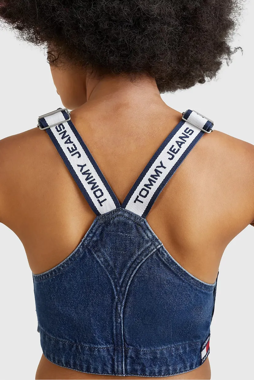 Жіночий синій джинсовий топ DUNGAREE 4