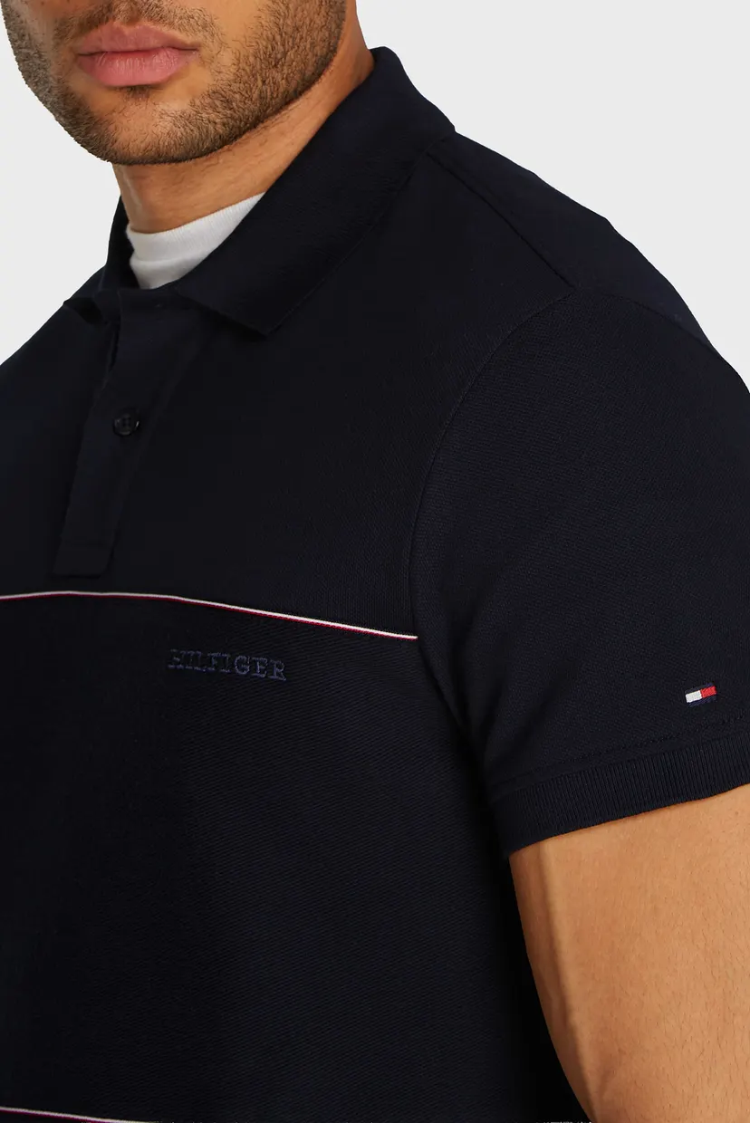 Мужское темно-синее поло GLOBAL STRIPE BLOCKING REG POLO 4