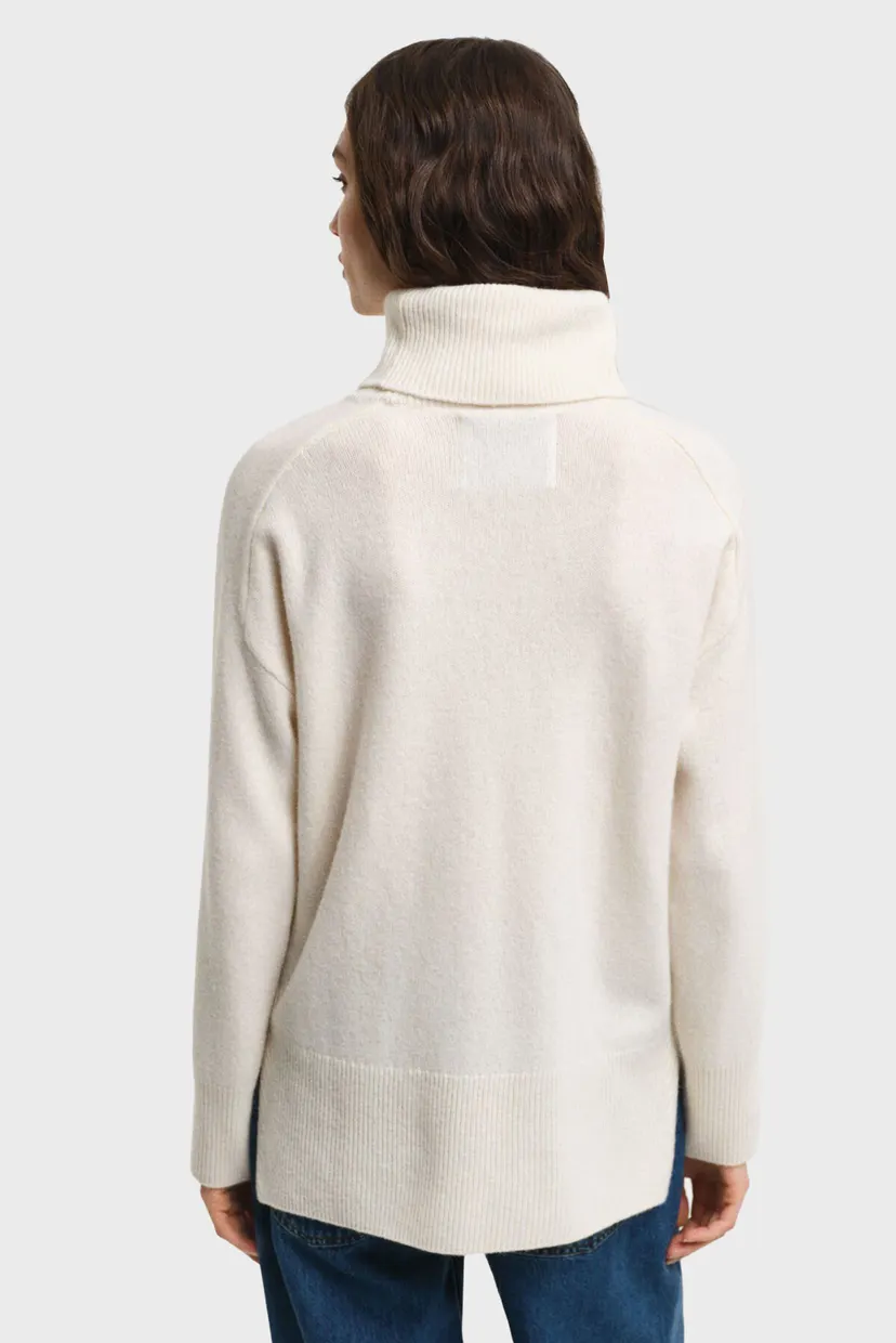 Женский белый шерстяной свитер HERRINGBONE DETAIL ROLLNECK 3
