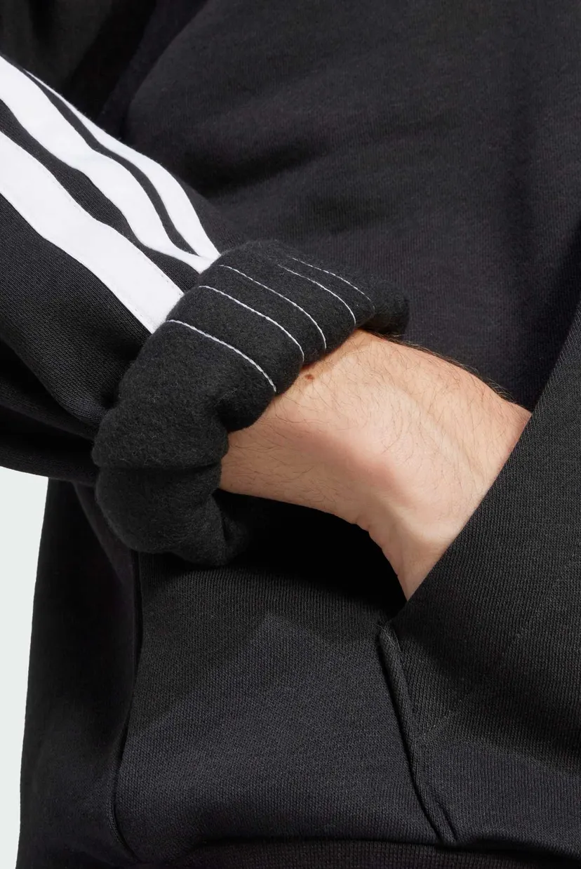 Чоловіче чорне худі Essentials 3-Stripes Fleece 5