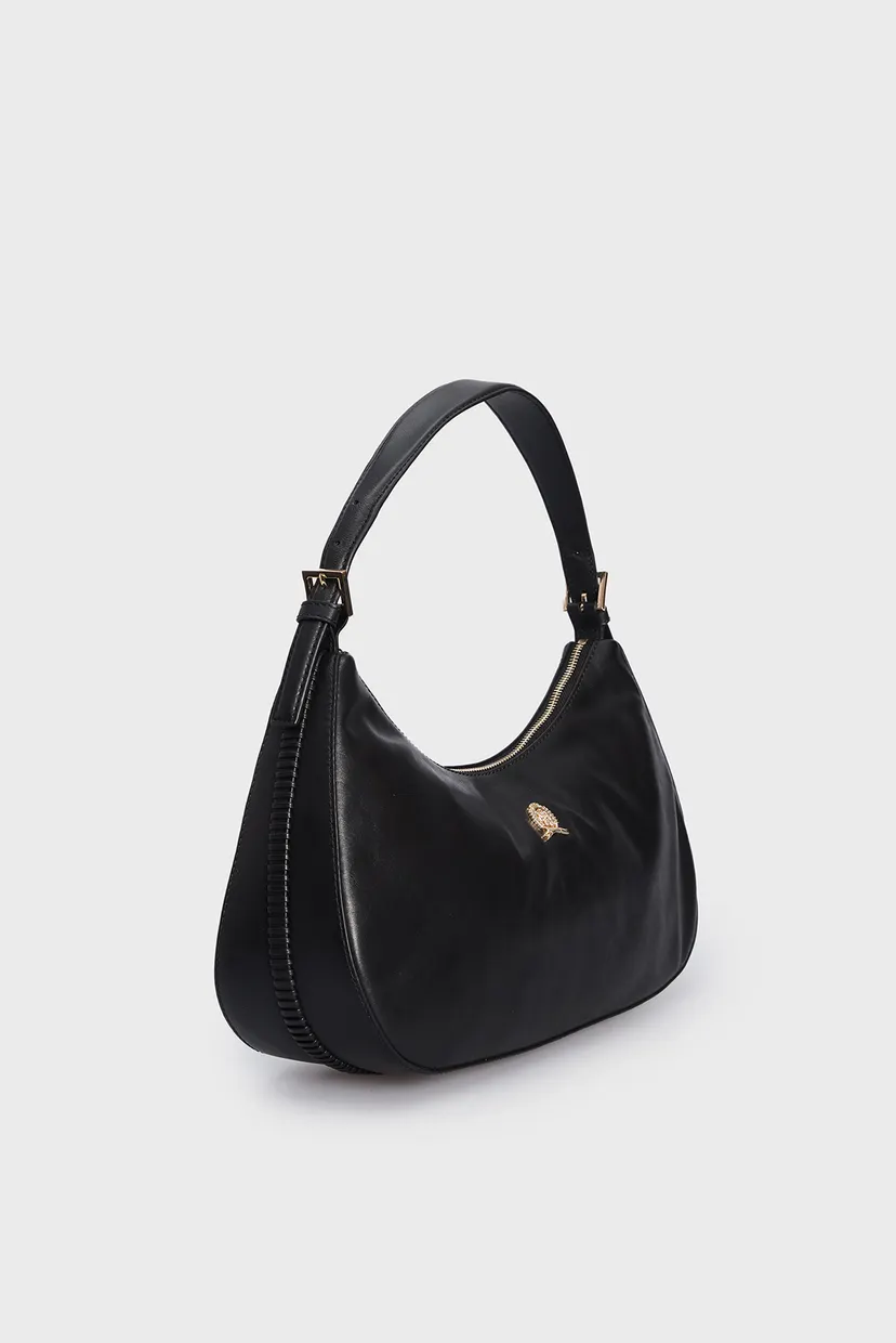Жіноча чорна шкіряна сумка CREST LEATHER HOBO 3