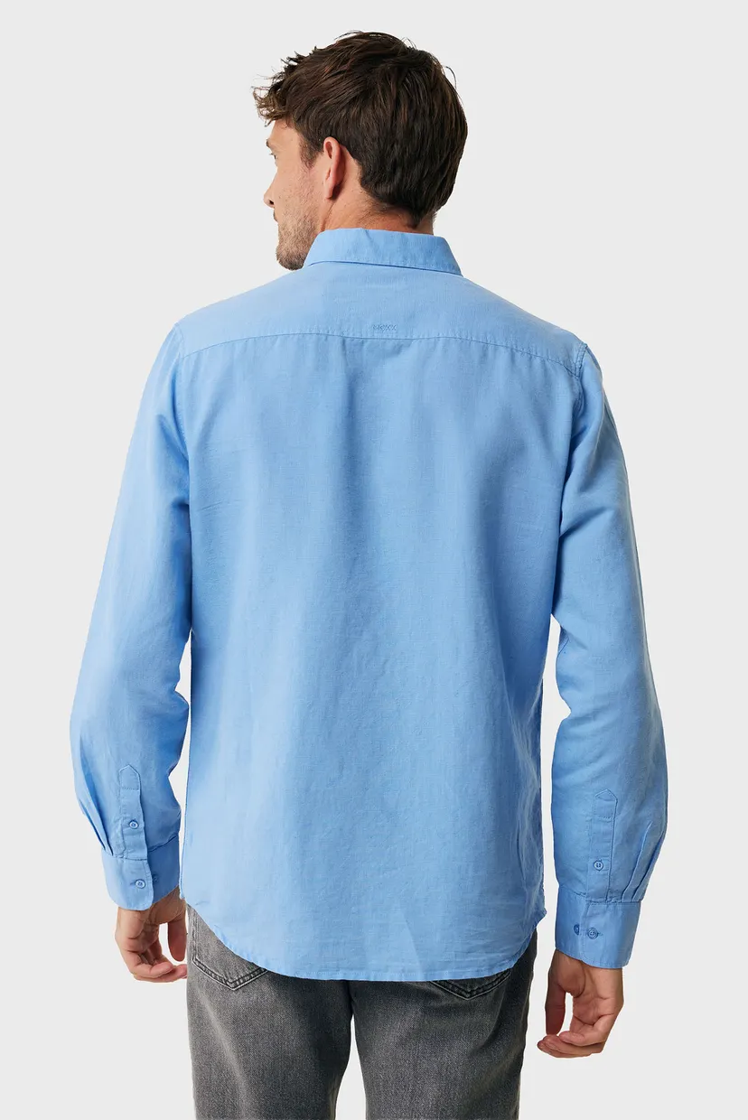 Чоловіча блакитна лляна сорочка CALEB Basic linen shirt 3