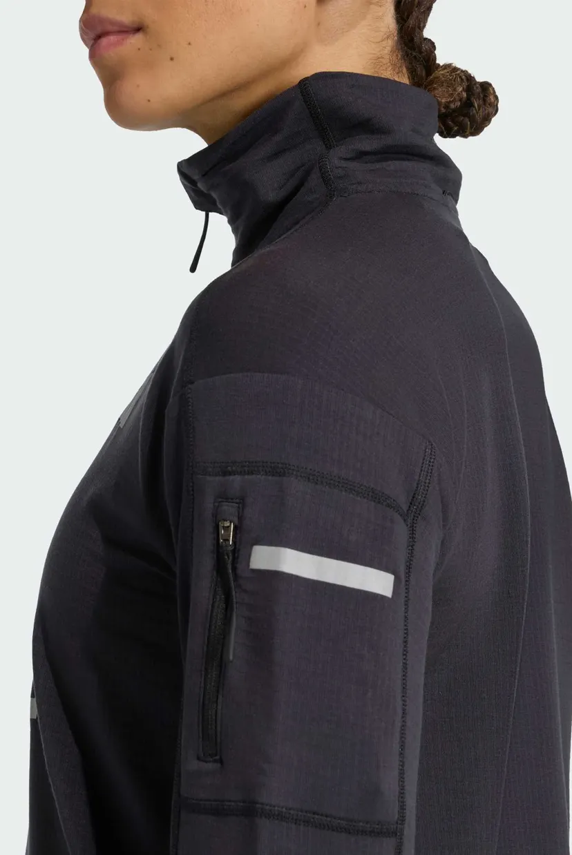 Жіноча чорна спортивна кофта Adi365 Running CLIMAWARM+ Half-Zip 4