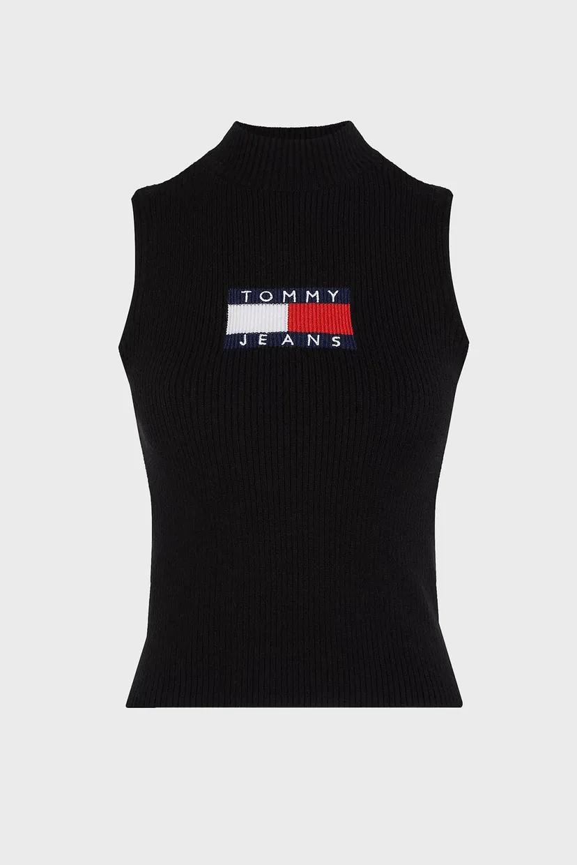 Женский черный топ TJW SL RIB CENTER FLAG MOCKNECK 5