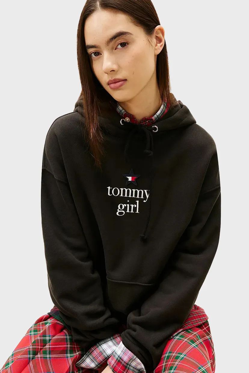 Женское черное худи TOMMY GIRL STAR 4