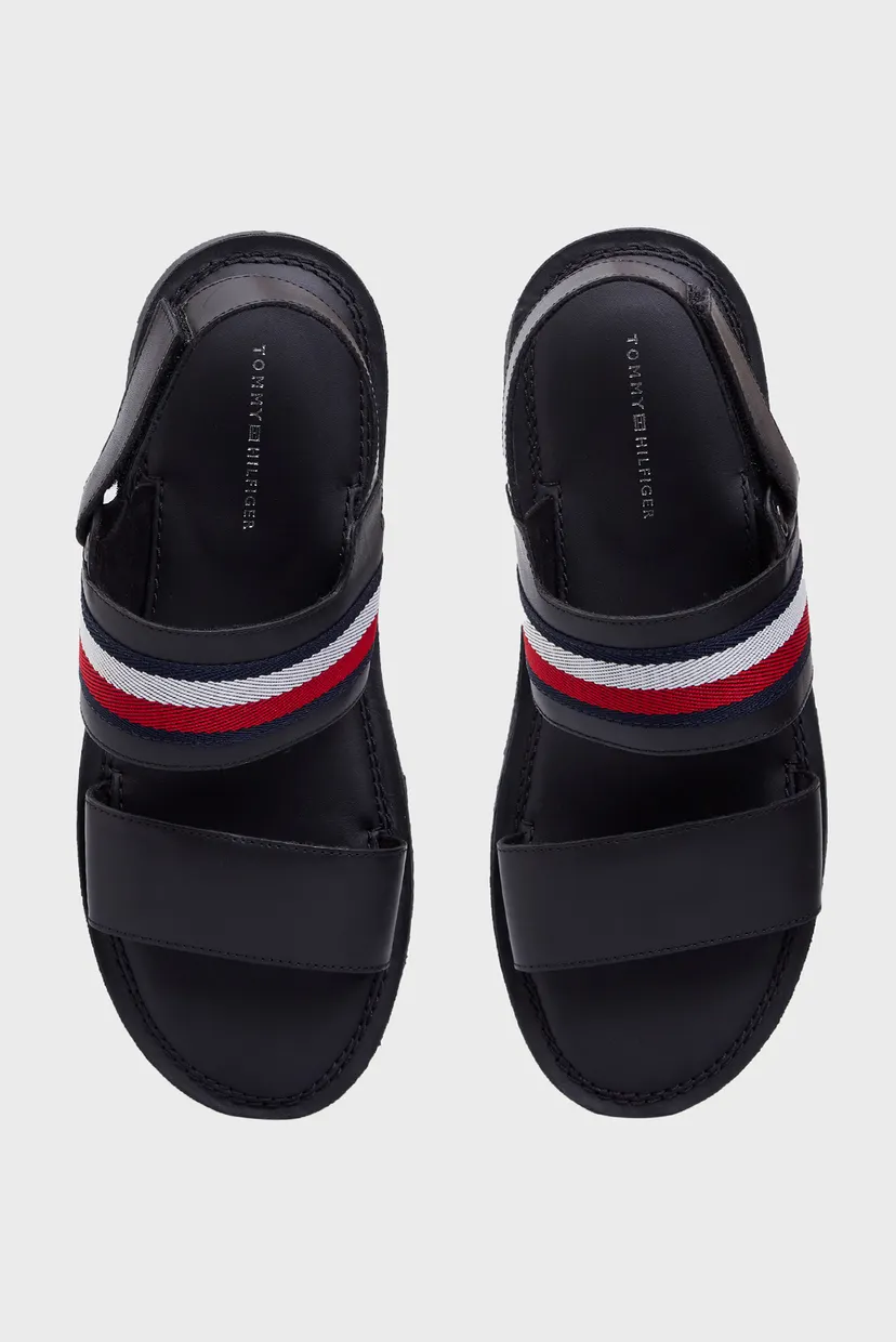 Чоловічі чорні шкіряні сандалі CORE HILFIGER LTH STRAPPY 4