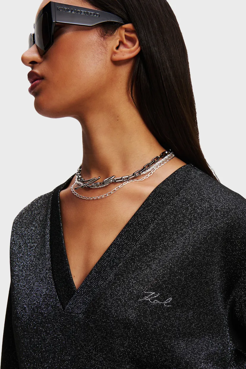 Жіночий чорний пуловер LUREX JERSEY 4