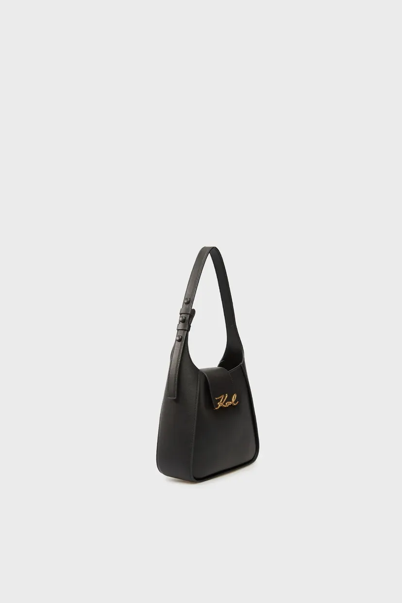Жіноча чорна шкіряна сумка signature hobo 3