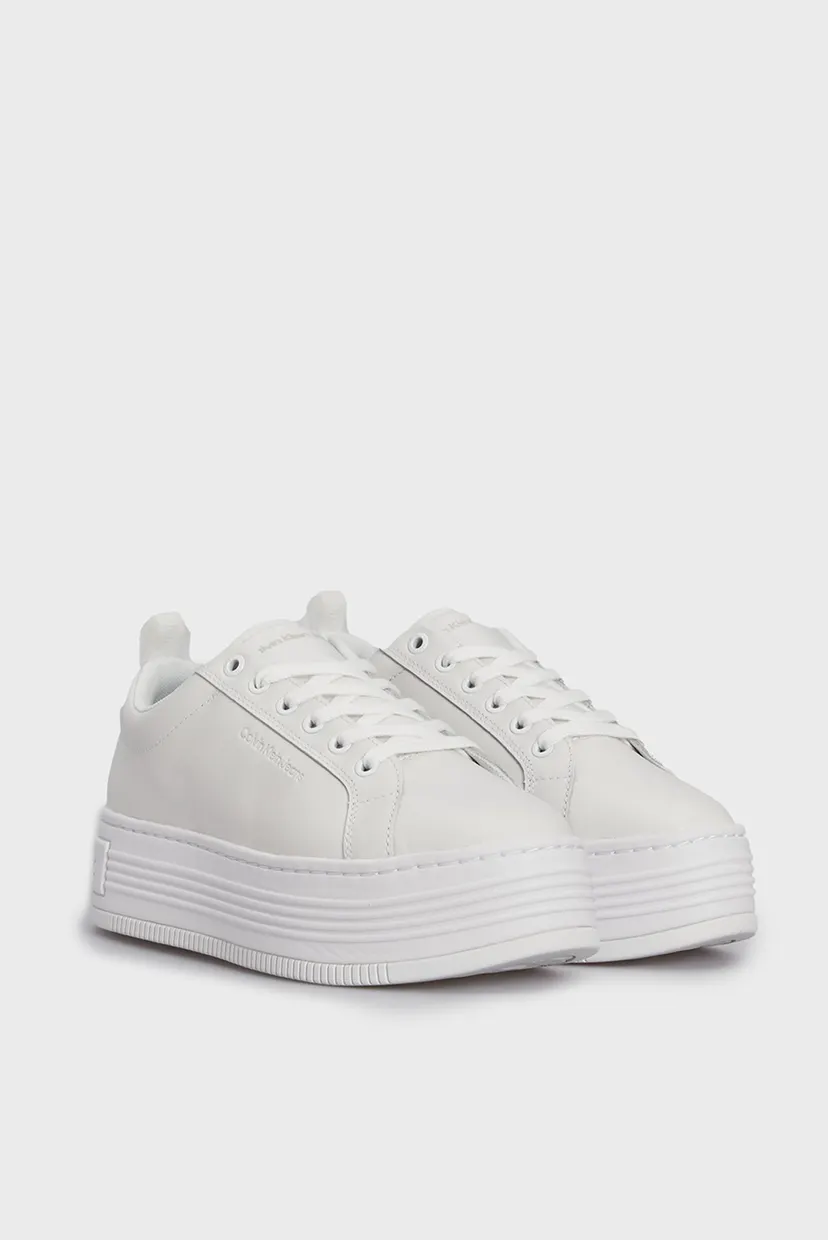 Женские белые кожаные сникерсы BOLD FLATF LOW LACEUP LTH IN LUM 3