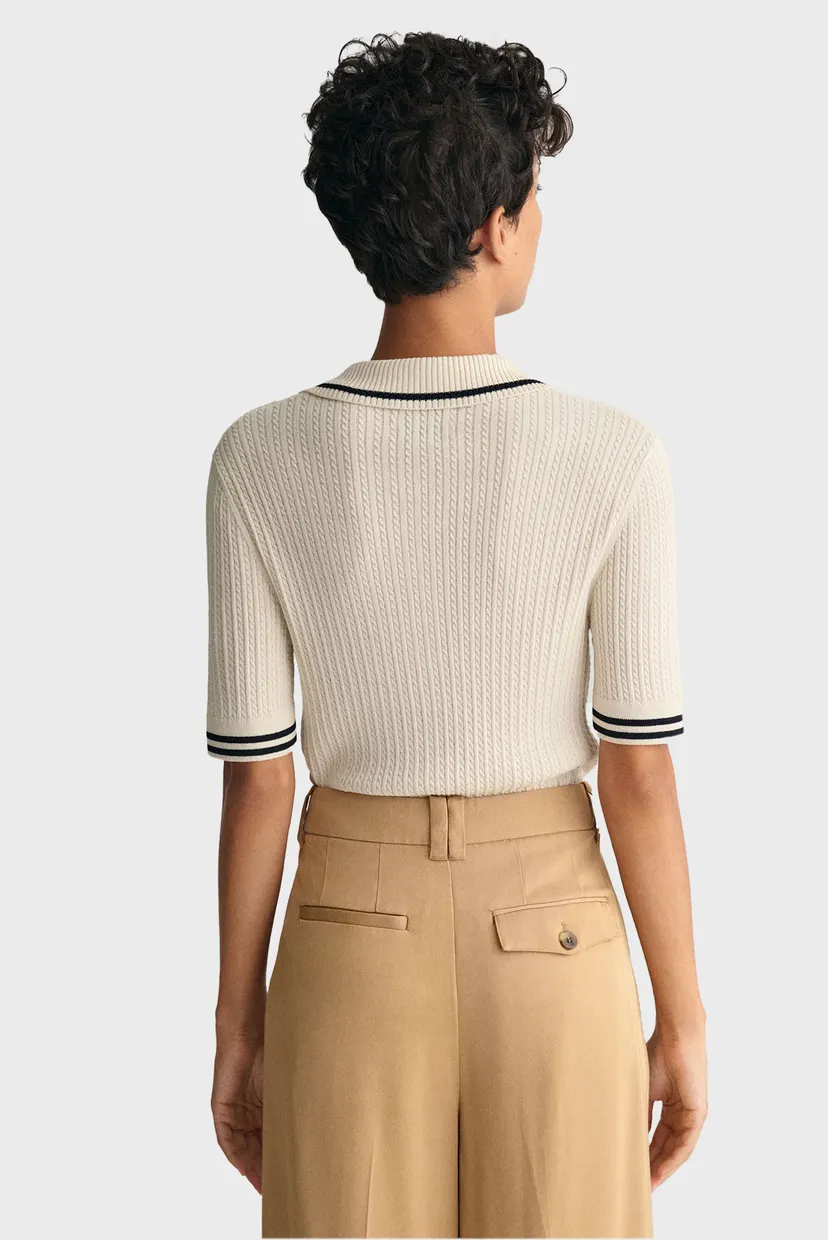 Жіноче бежеве поло MINI CABLE KNIT 3