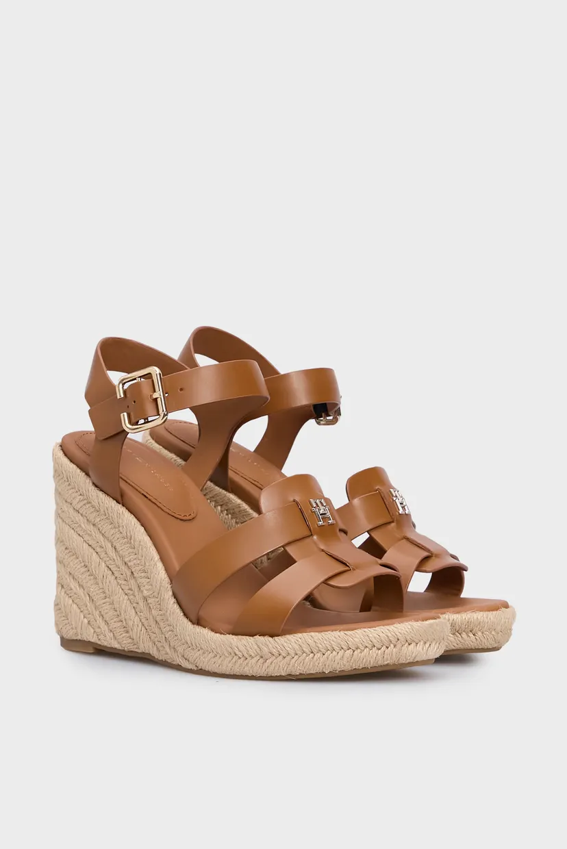 Жіночі коричневі шкіряні босоніжки ESPADRILLE HIGH WEDGE LEATHER 3