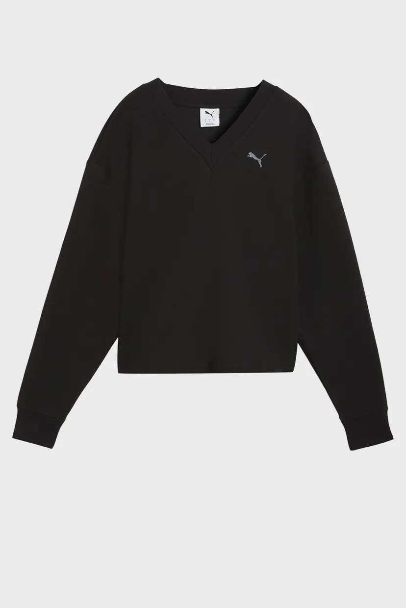 Жіночий чорний світшот Essentials Elevated V-neck Sweatshirt Women 4