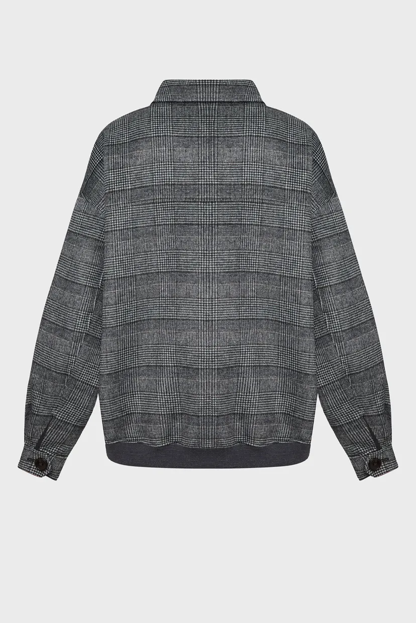 Женское серое шерстяное двустороннее пальто MD DF WOOL REVERSIBLE CHECK JKT 9