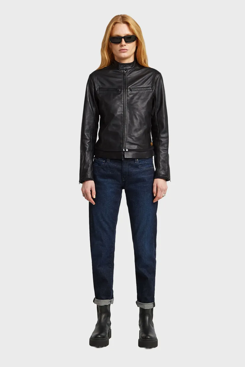 Жіноча чорна шкіряна куртка Leather biker jacket 4