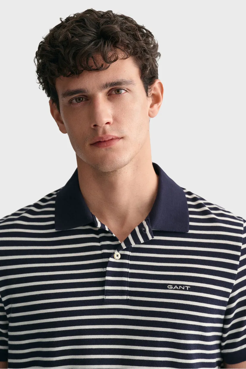 Чоловіче темно-синє поло у смужку STRIPED SS PIQUE POLO 4