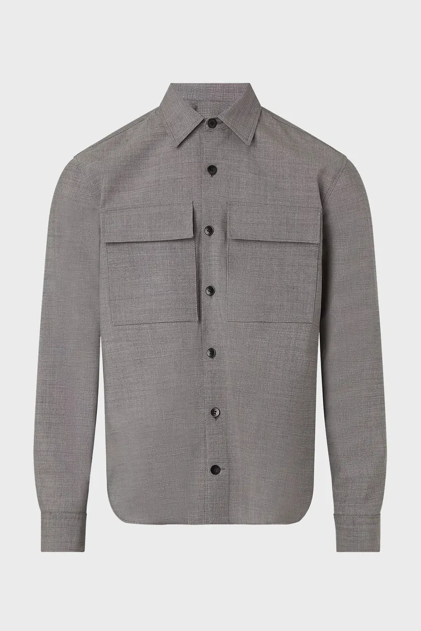 Мужская серая шерстяная рубашка TWO TONE 5