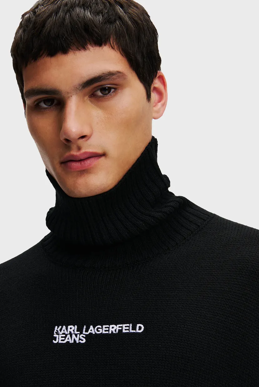 Чоловічий чорний вовняний светр regular rollneck 4