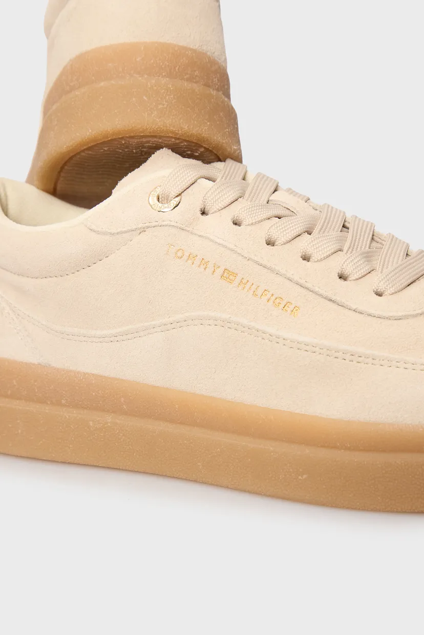 とも様 Жіночі бежеві замшеві снікерси MODERN COURT Tommy Hilfiger