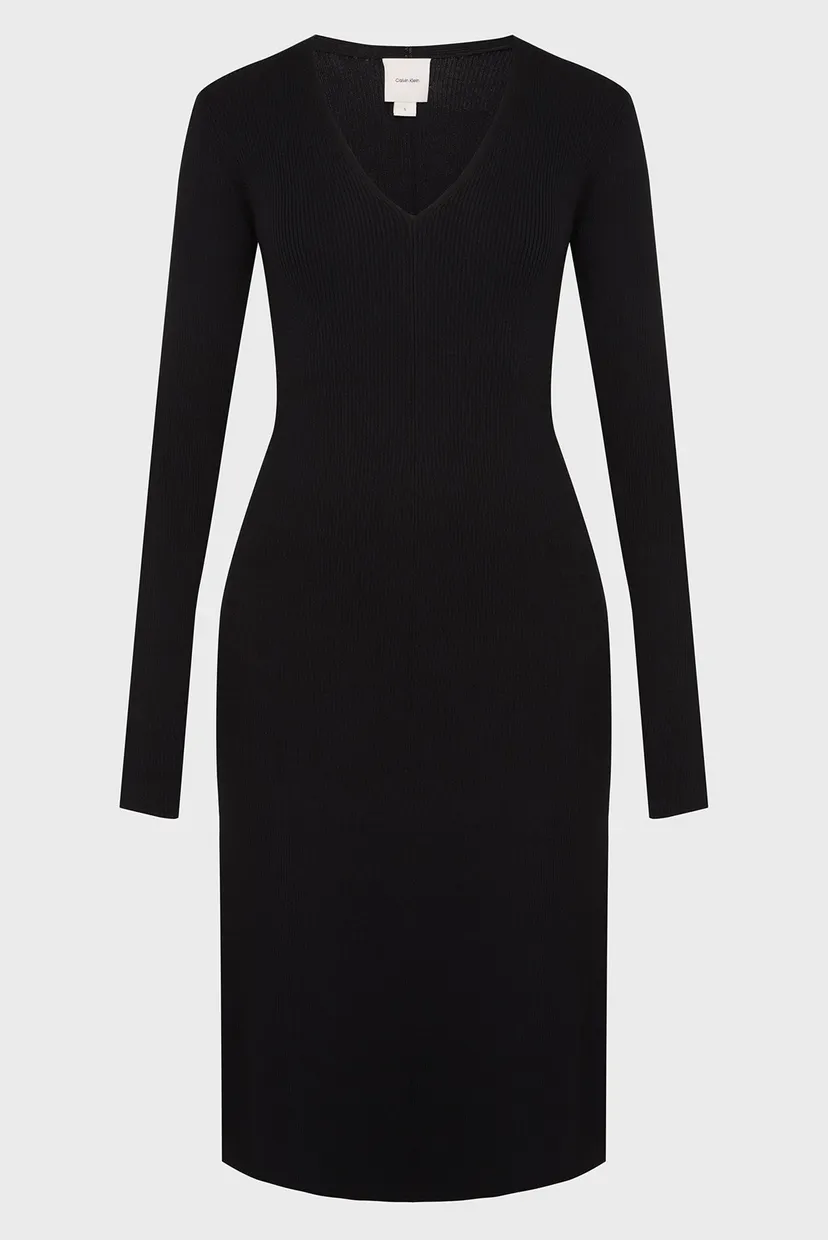 Женское черное платье ICONIC RIB SWEATER DRESS 6