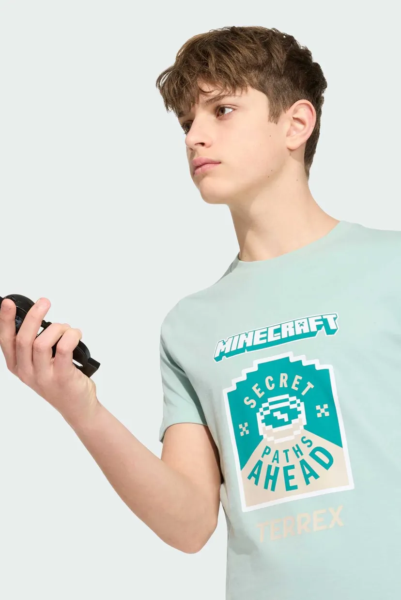 Детская мятная футболка adidas Minecraft 7