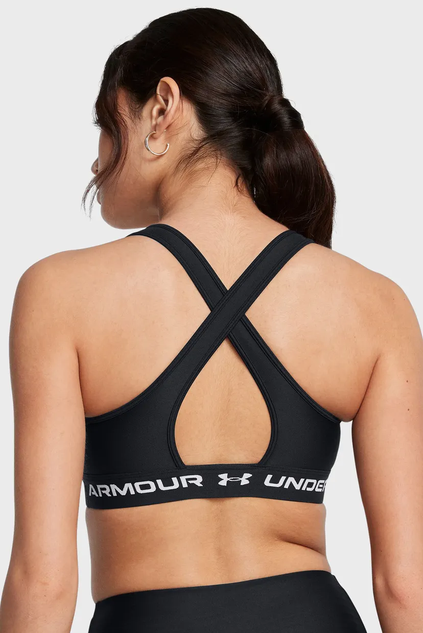 Женский черный топ UA Crossback Mid Bra 6