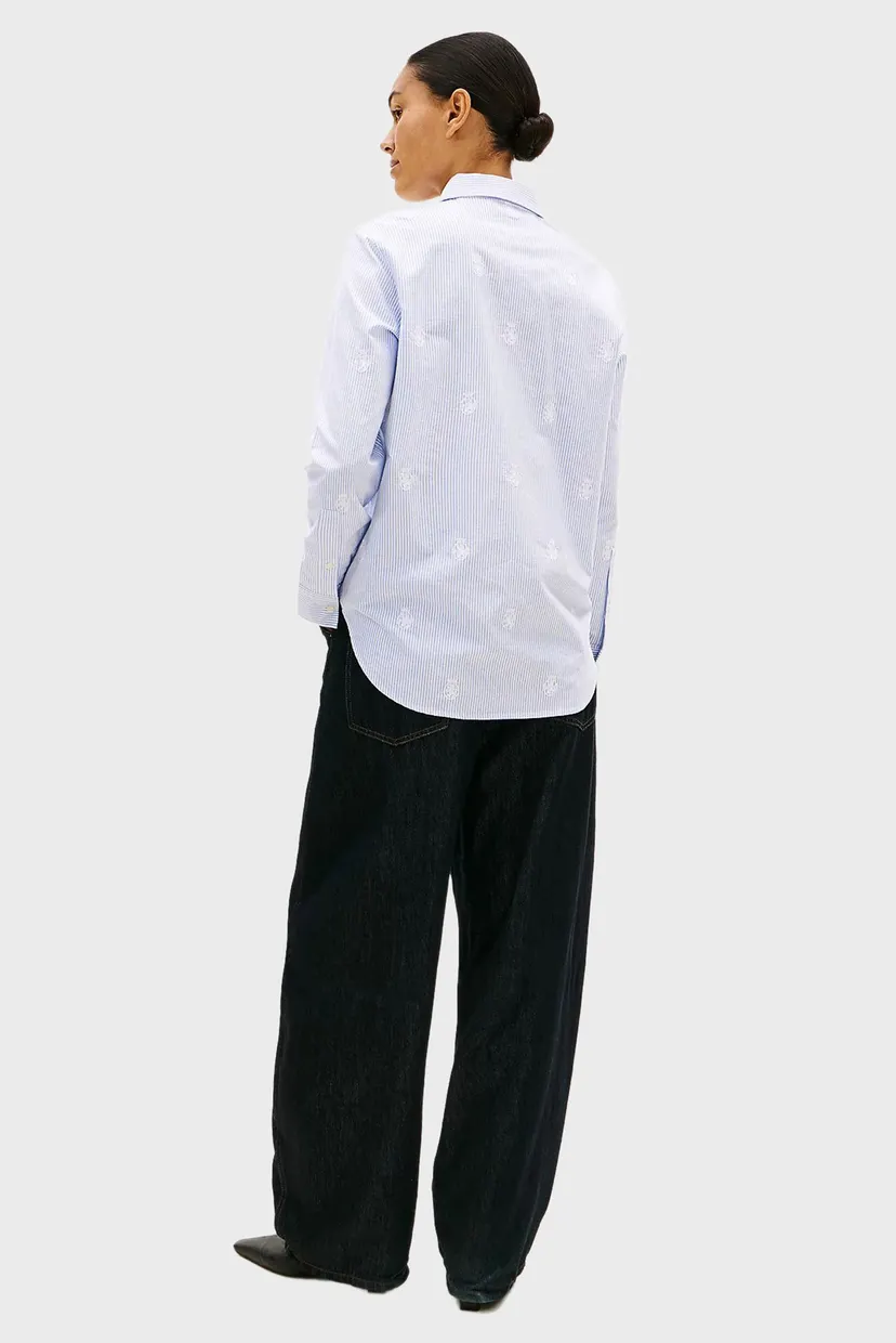 Жіноча блакитна сорочка у смужку OXFORD 3