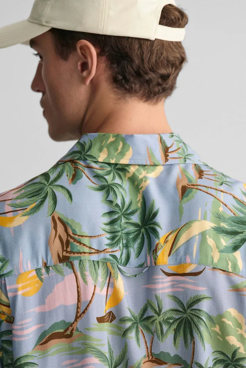 Мужская голубая рубашка с узором REL VISCOSE HAWAII PRINT SS 5