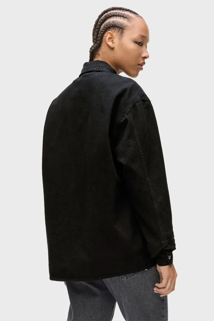 Женская черная джинсовая рубашка overshirt 3