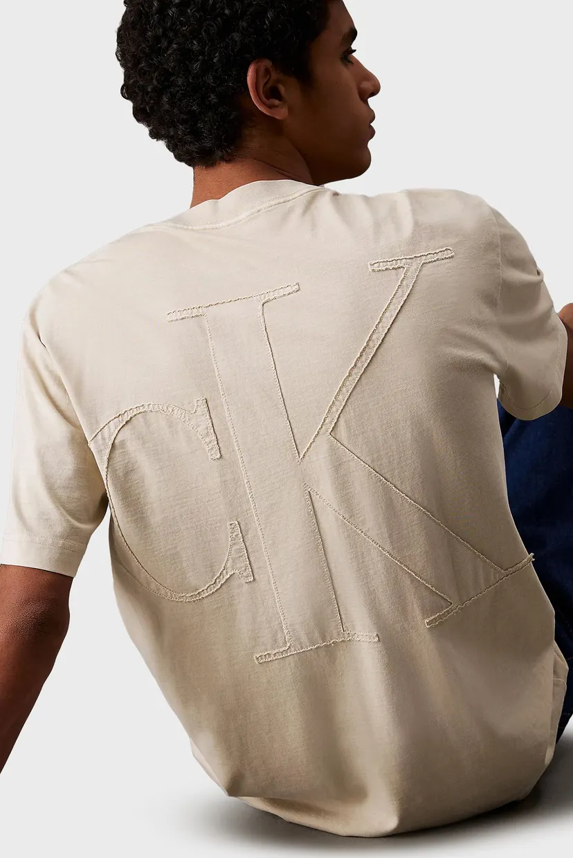 Мужская бежевая футболка BOLD WASHED CK 4