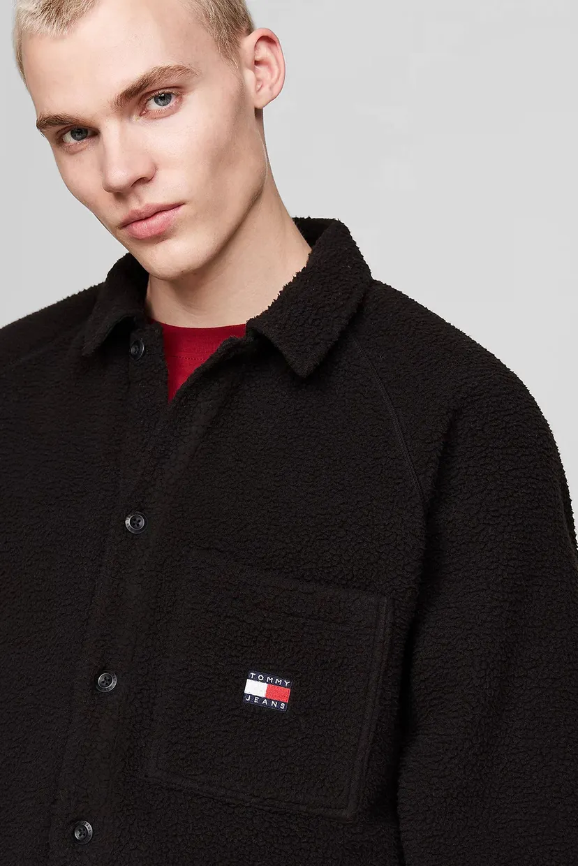 Чоловіча чорна сорочка TJM XS BADGE TEDDY OVERSHIRT 4