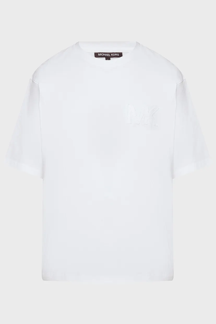 Мужская белая футболка MK APPLIQUE TEE 4