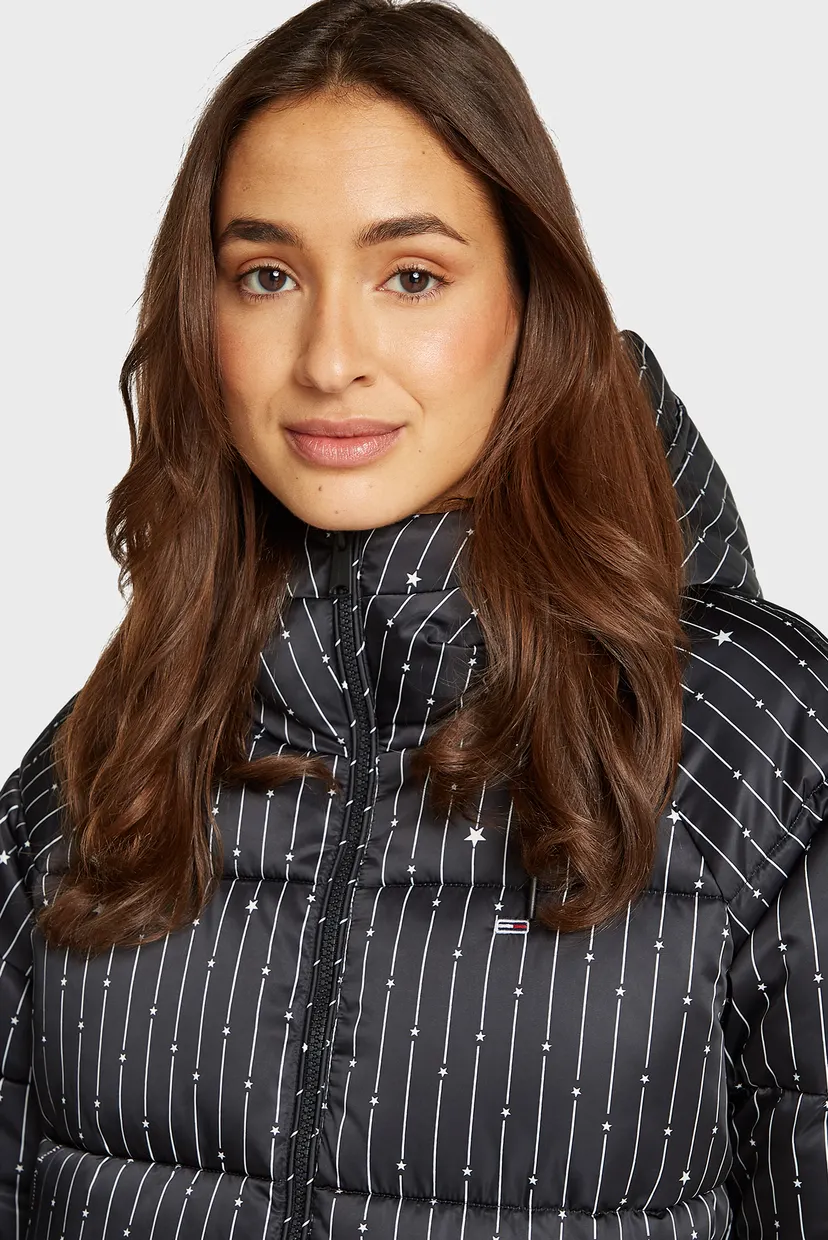 Женская черная куртка в полоску TJW VAIL STARDUST PUFFER Tommy