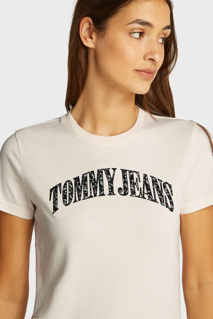 Жіноча біла футболка TJW REG FLORAL VARSITY TEE 4