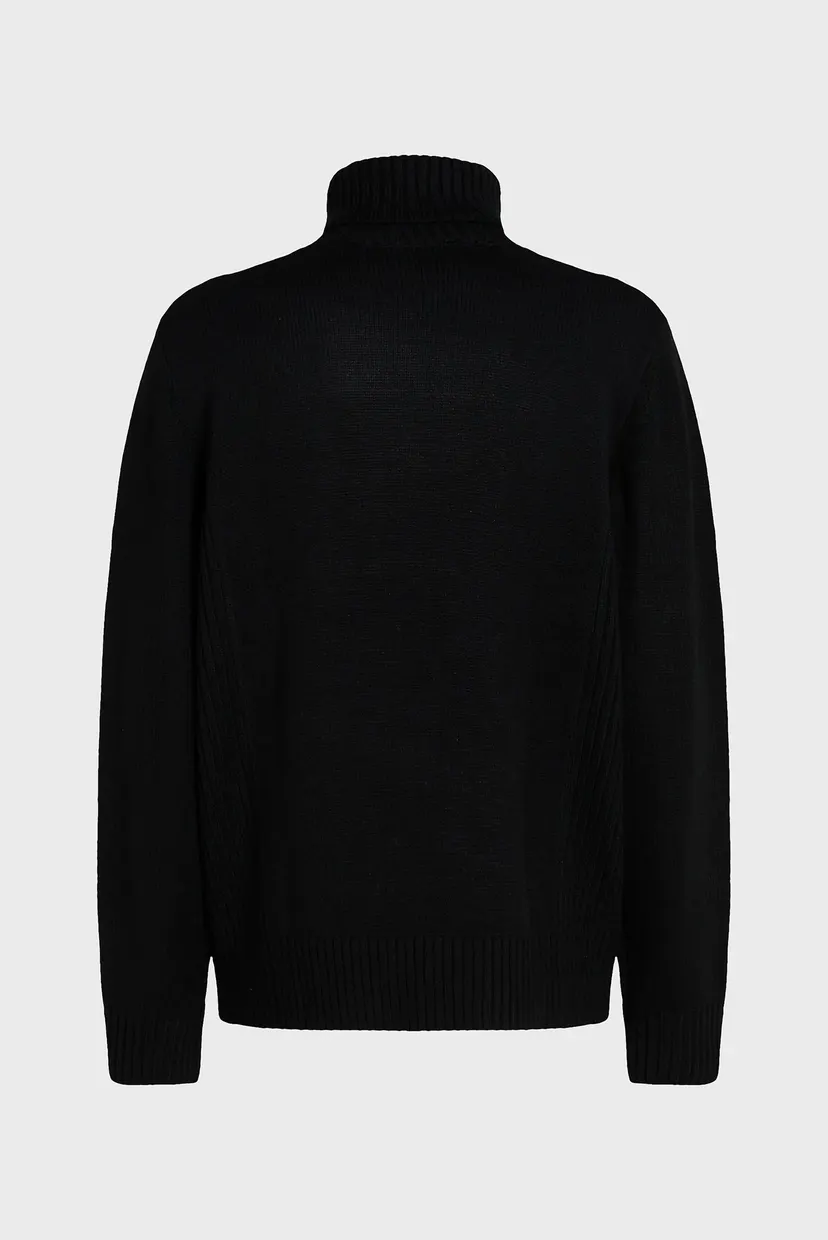 Чоловічий чорний вовняний светр regular rollneck 6