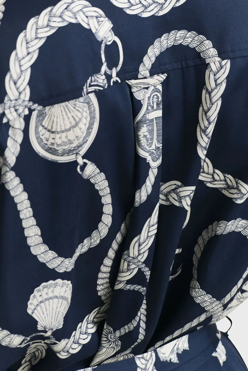 Женское темно-синее платье с узором REL SAILING PRINT SHIRT DRESS 5