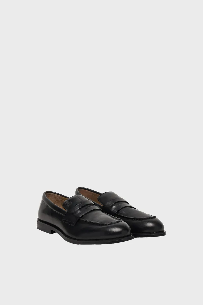 Чоловічі чорні шкіряні лофери ESS RUBBER PENNY LOAFER POL LTH 3
