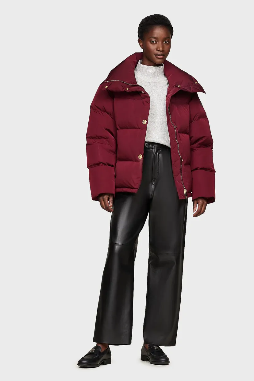 Женский бордовый пуховик GOLD BUTTON DOWN JACKET Tommy Hilfiger