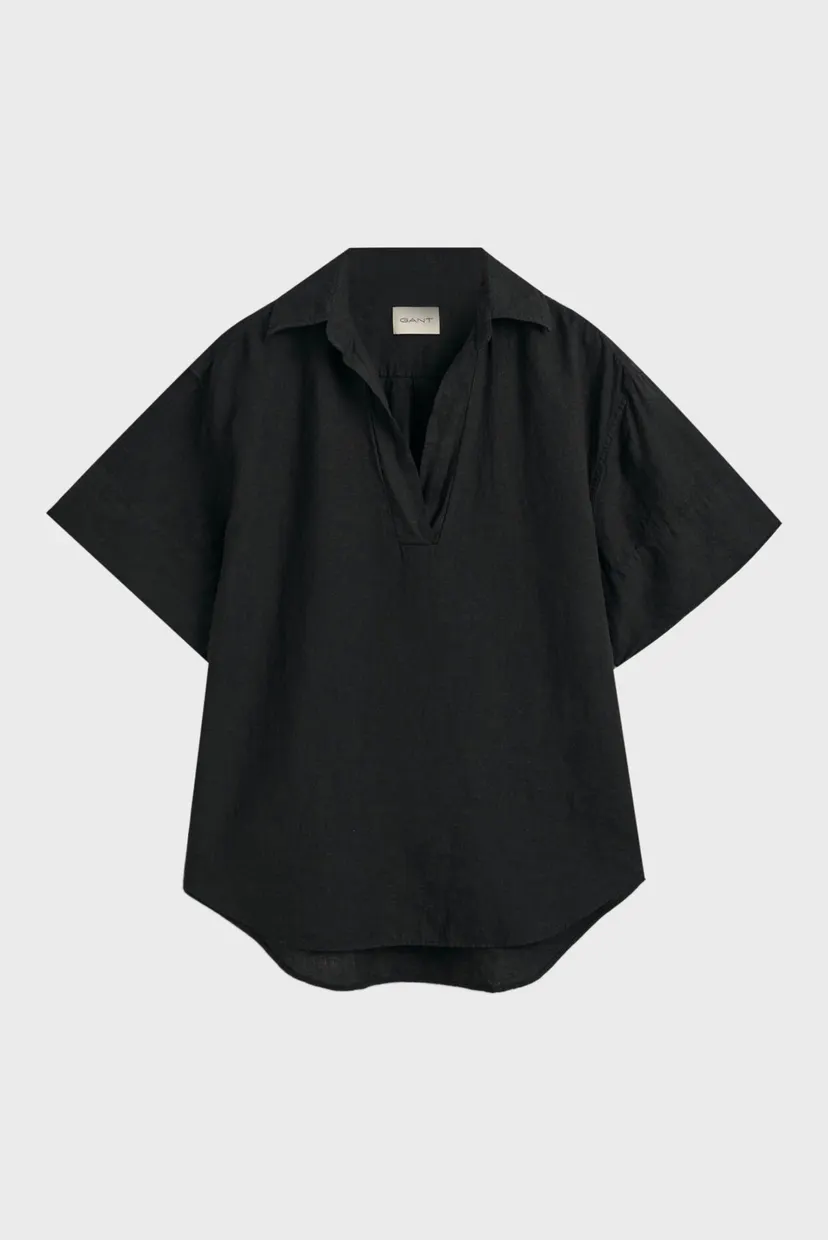 Женская черная льняная блуза REL LINEN POPOVER SS 5