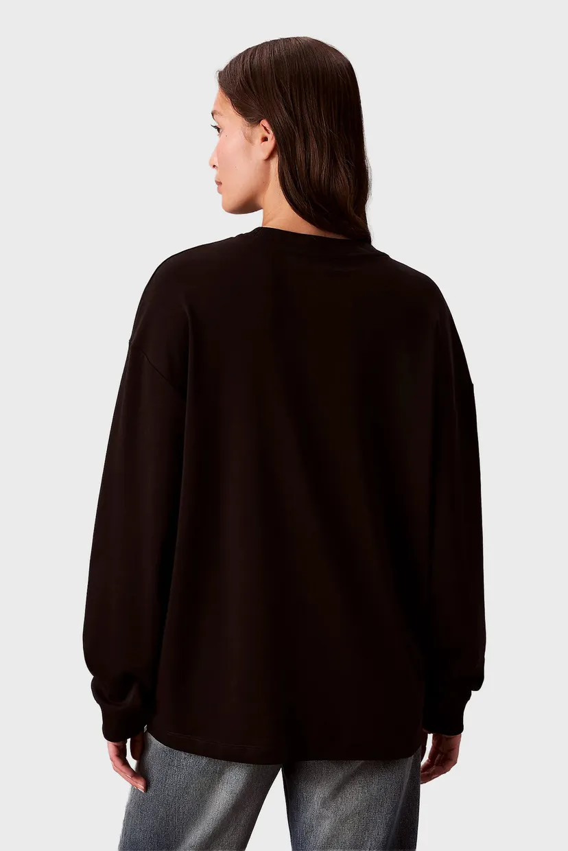 Жіночий чорний лонгслів MONOLOGO OVERSIZED CREW 3