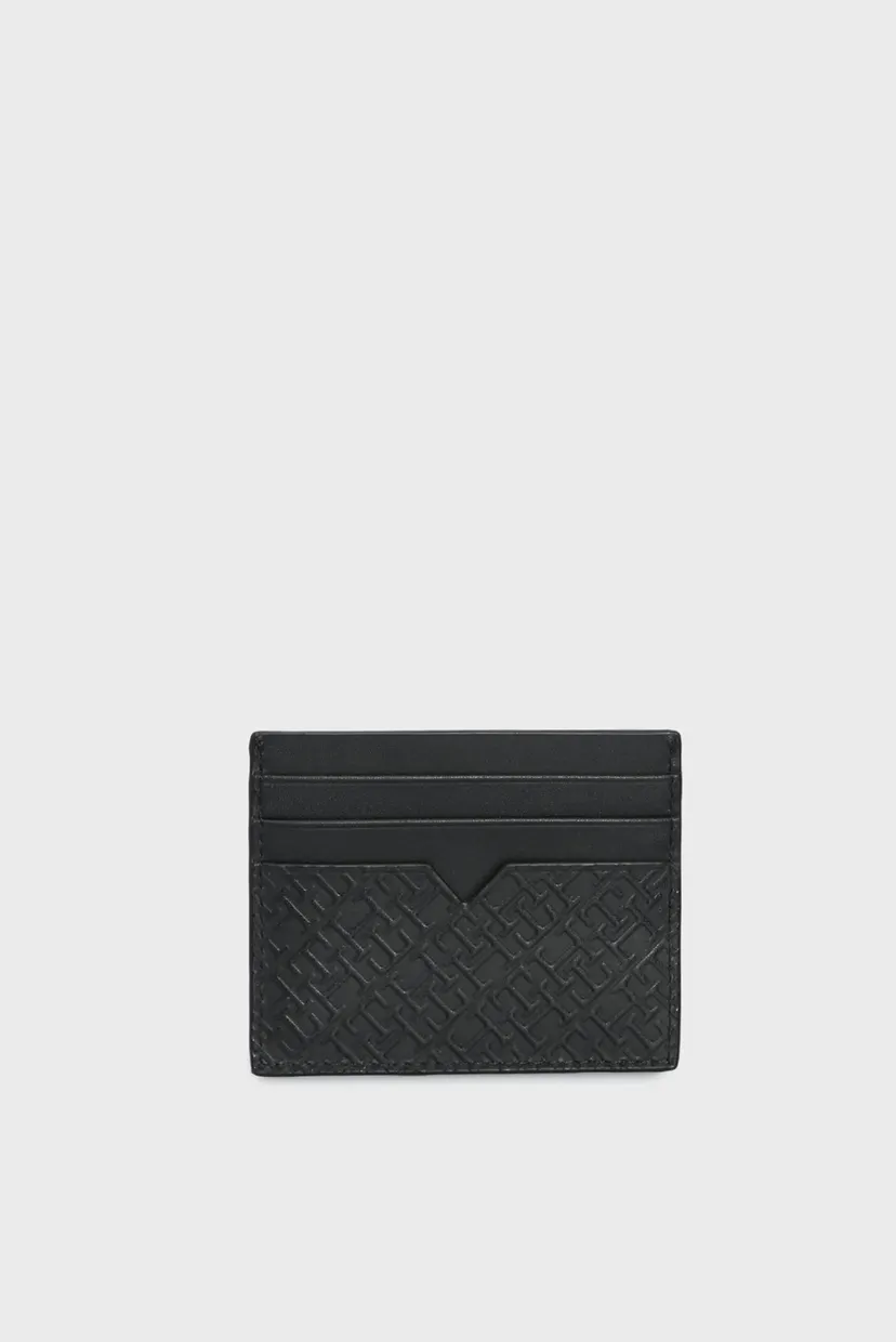 Мужской черный кожаный кардхолдер TH MONOGRAM CC HOLDER 4