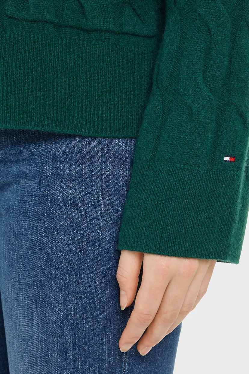 Жіночий зелений вовняний кардиган SOFT WOOL CABLE CARDIGAN 3