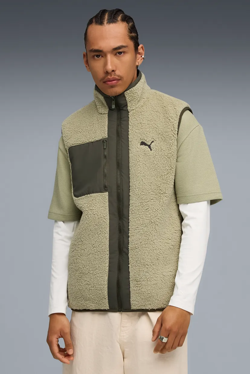 Мужской оливковый двусторонний жилет Reversible Hybrid Sherpa Vest