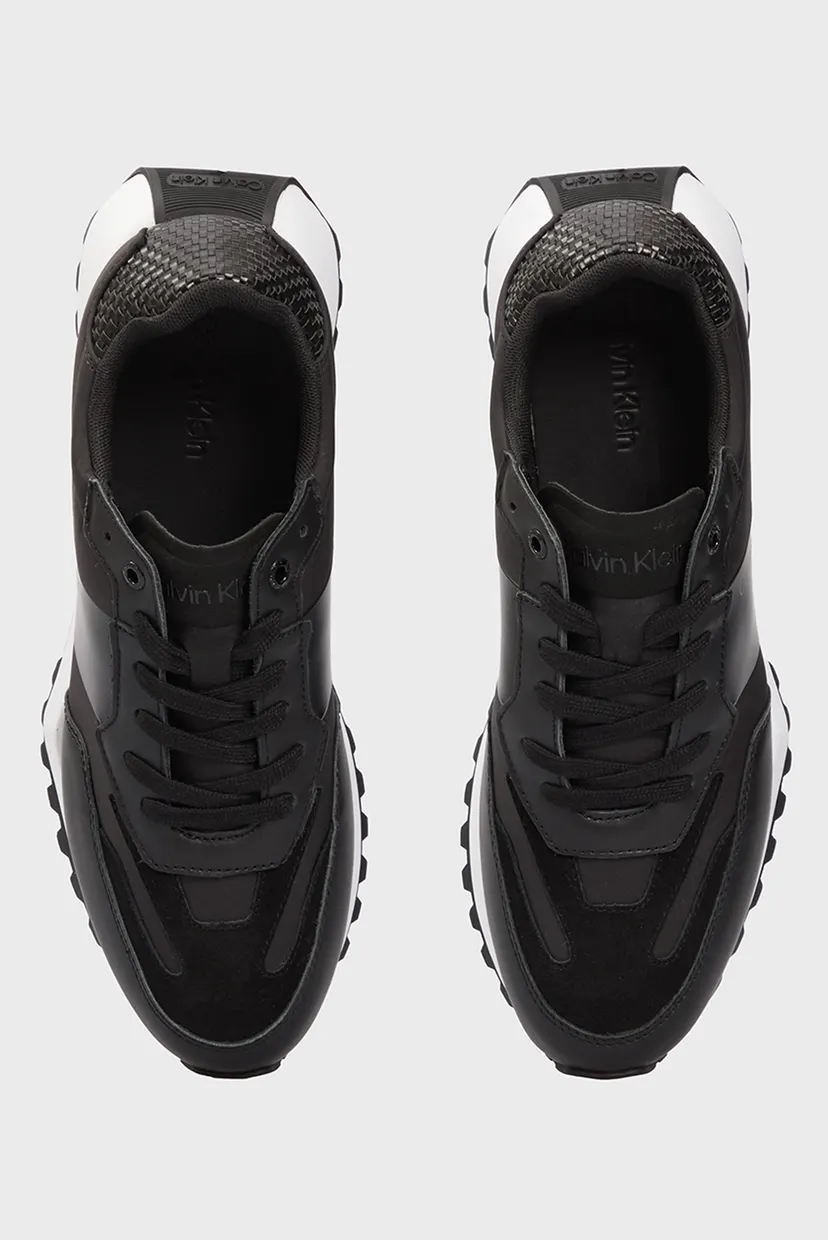 Мужские черные кожаные кроссовки LOW TOP LACE UP NYLON WOVEN 4