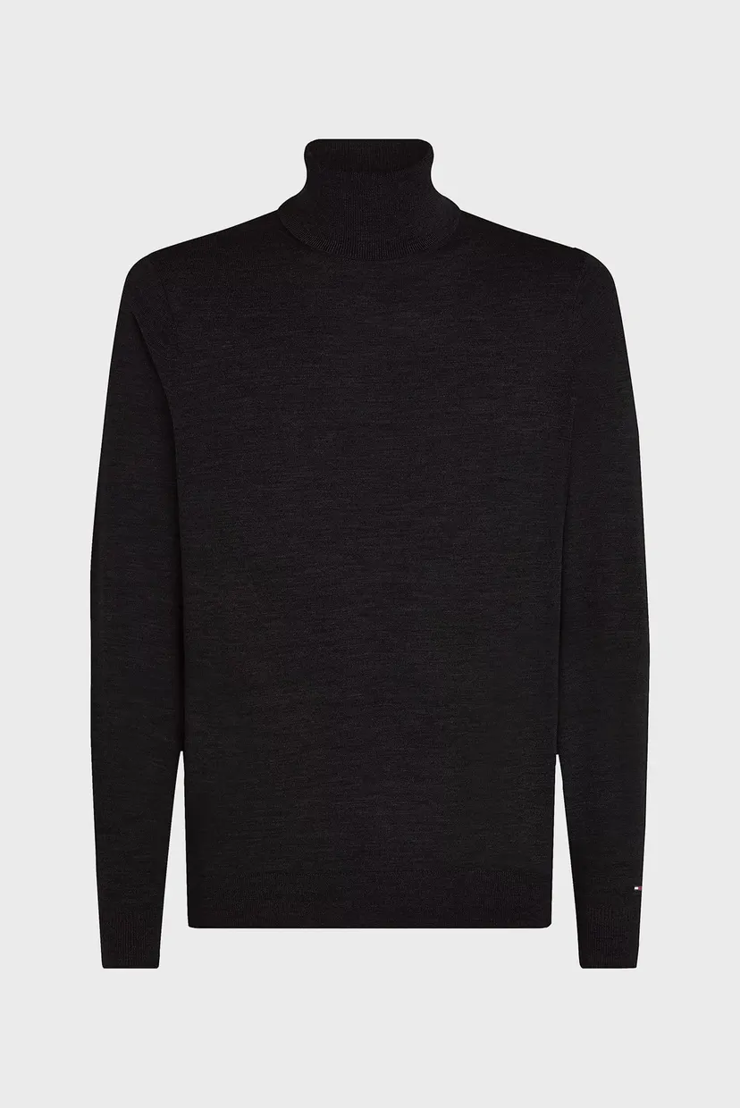 Мужской черный шерстяной гольф DC FINE GAUGE MERINO ROLL NK 5