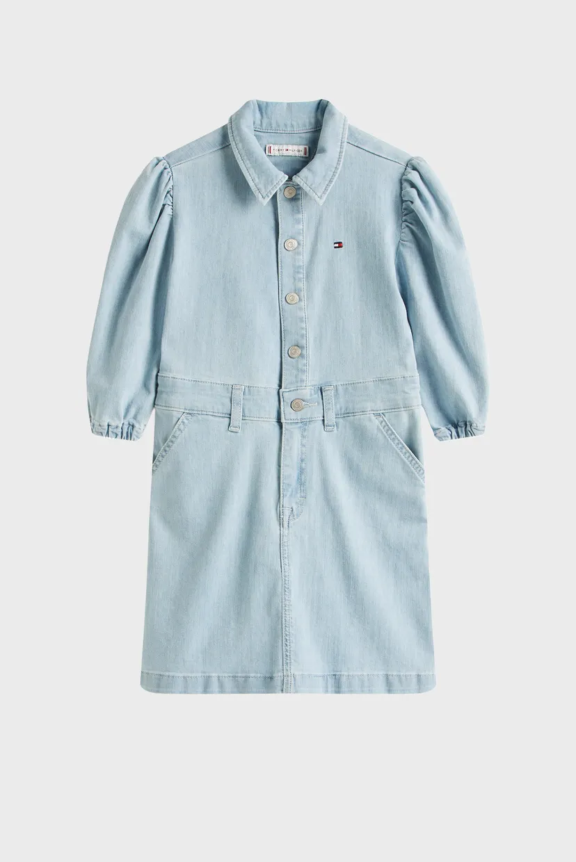 Детское голубое джинсовое платье DENIM PUFF SLEEVE 5